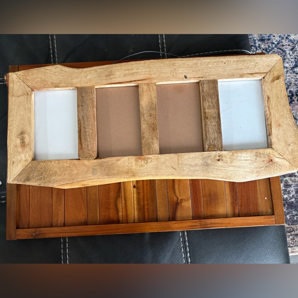 Rustic Natural Wood Multi-Opening Picture Frame Wall Hanging